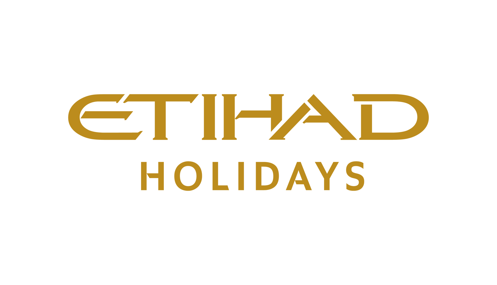 The logo for etihad holidays is a gold logo on a white background.