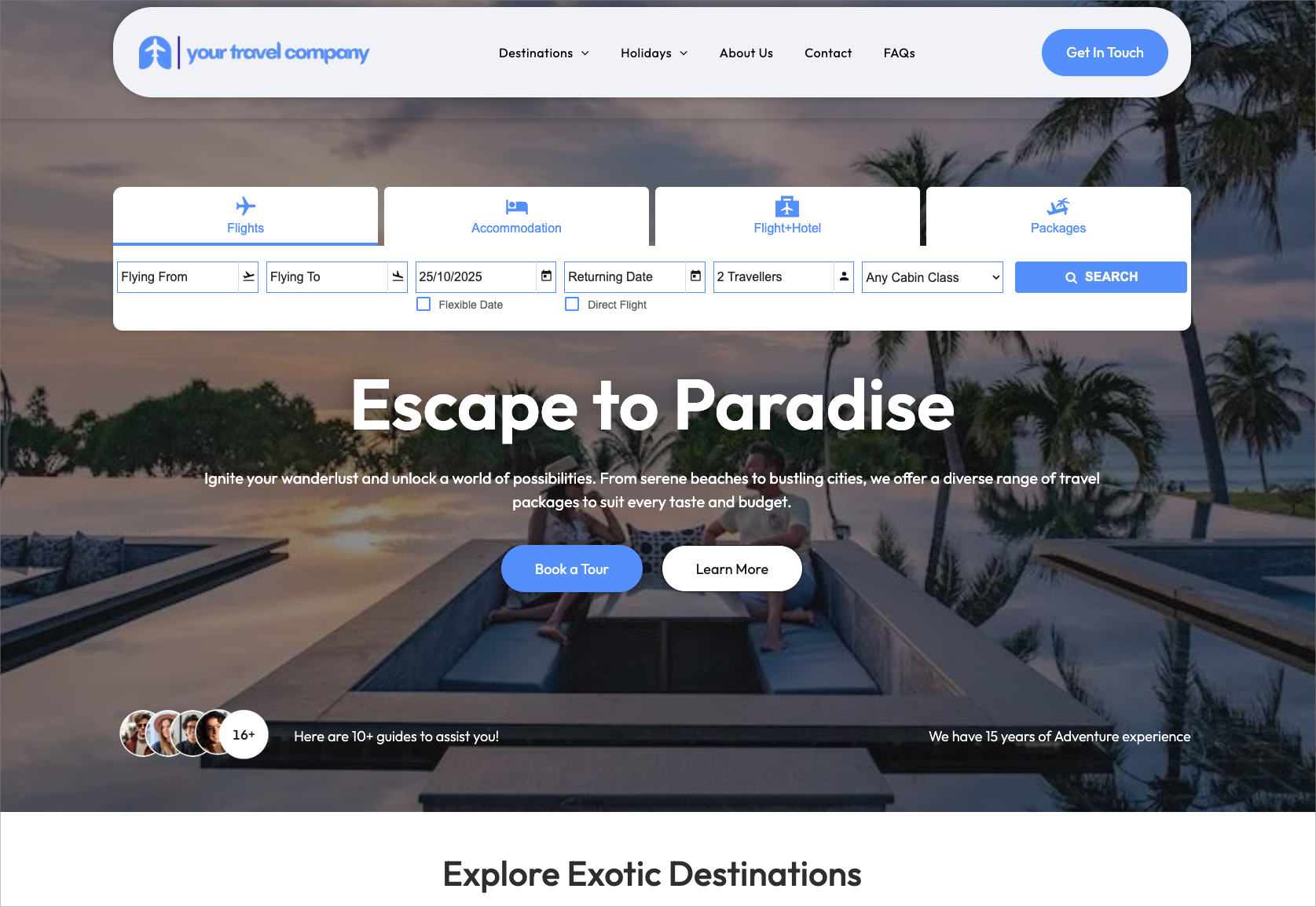 A screenshot of a website showing a variety of hotels.