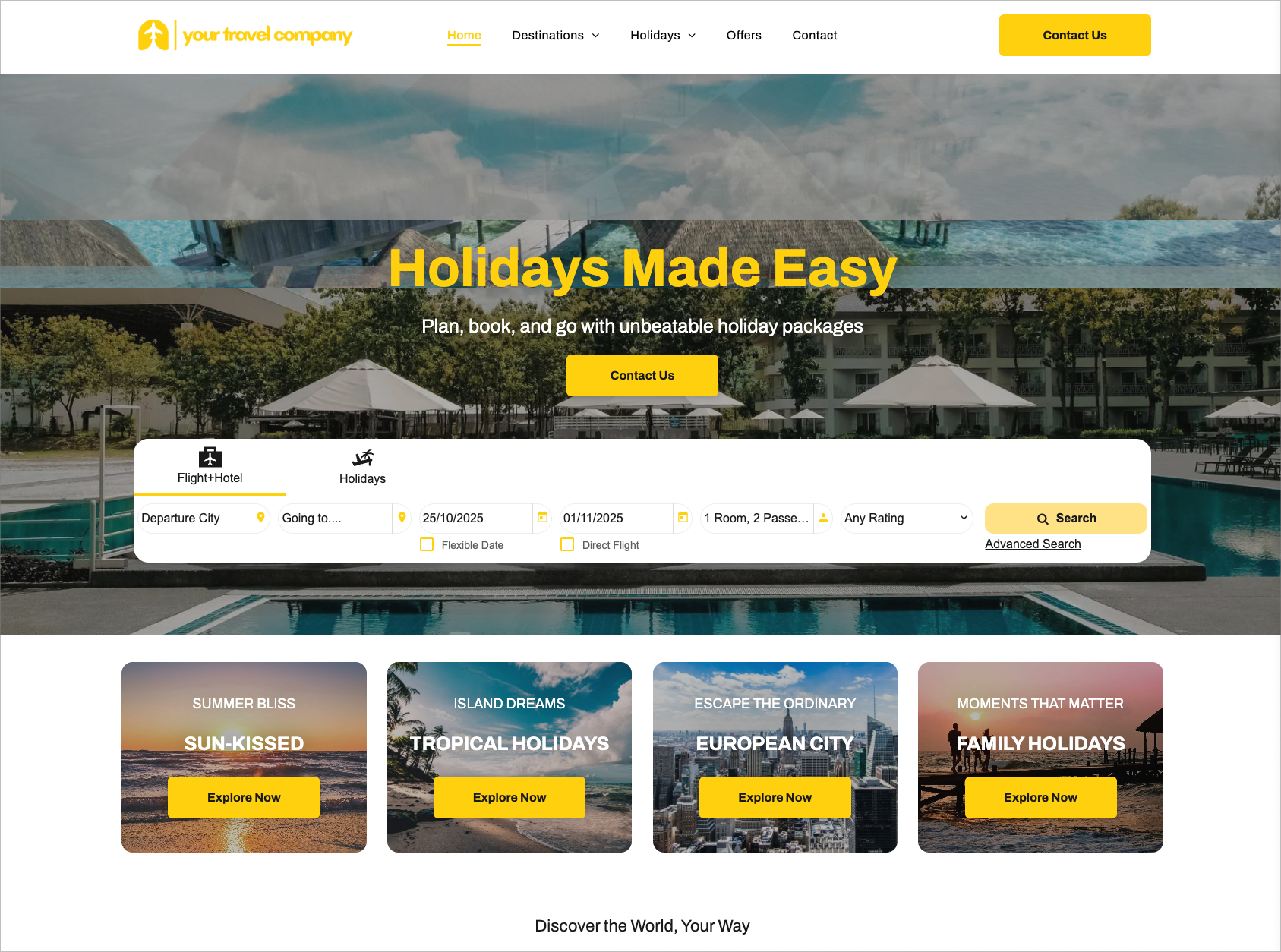 A screenshot of a website showing a variety of hotels.