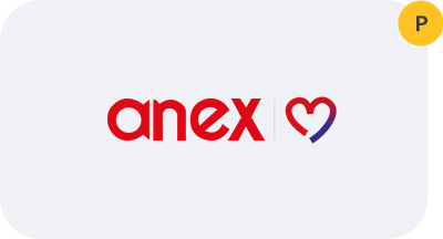 The anex logo has a heart in the middle of it.