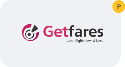 The get fares logo is on a white background.
