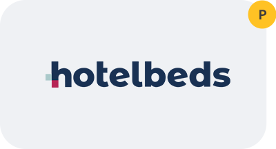The logo for hotel beds is on a white background.
