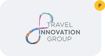 The travel innovation group logo is a colorful swirl.