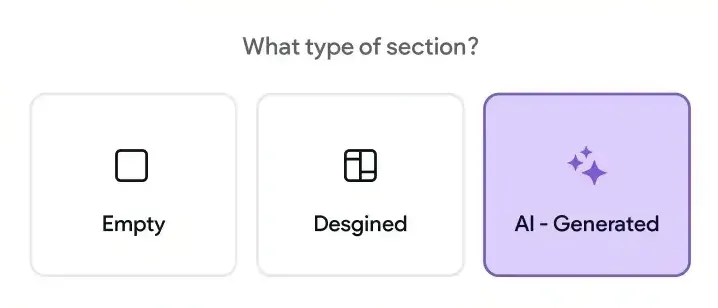 A screenshot of a page that says what type of section.