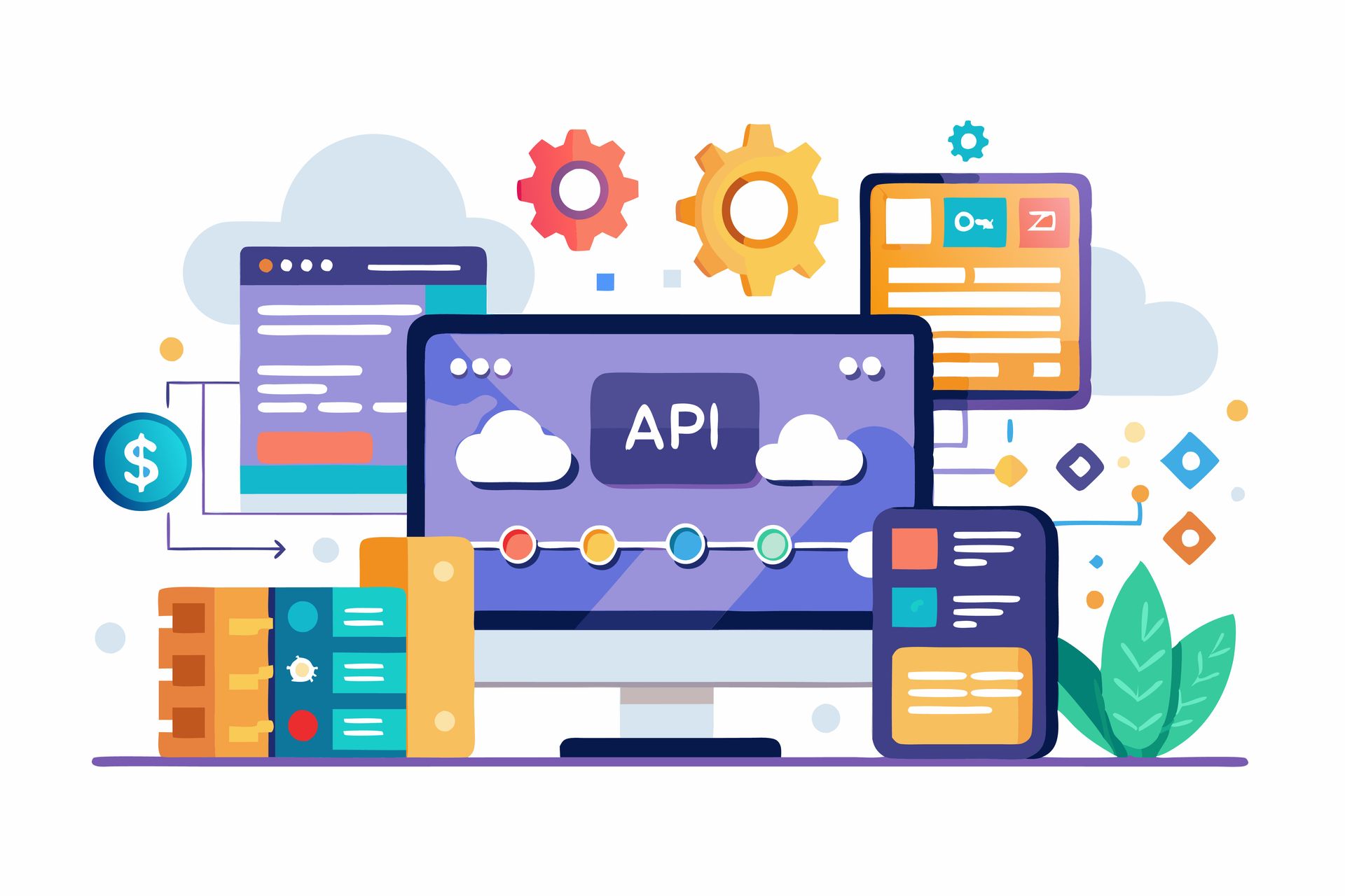 A computer monitor with the word api on it.