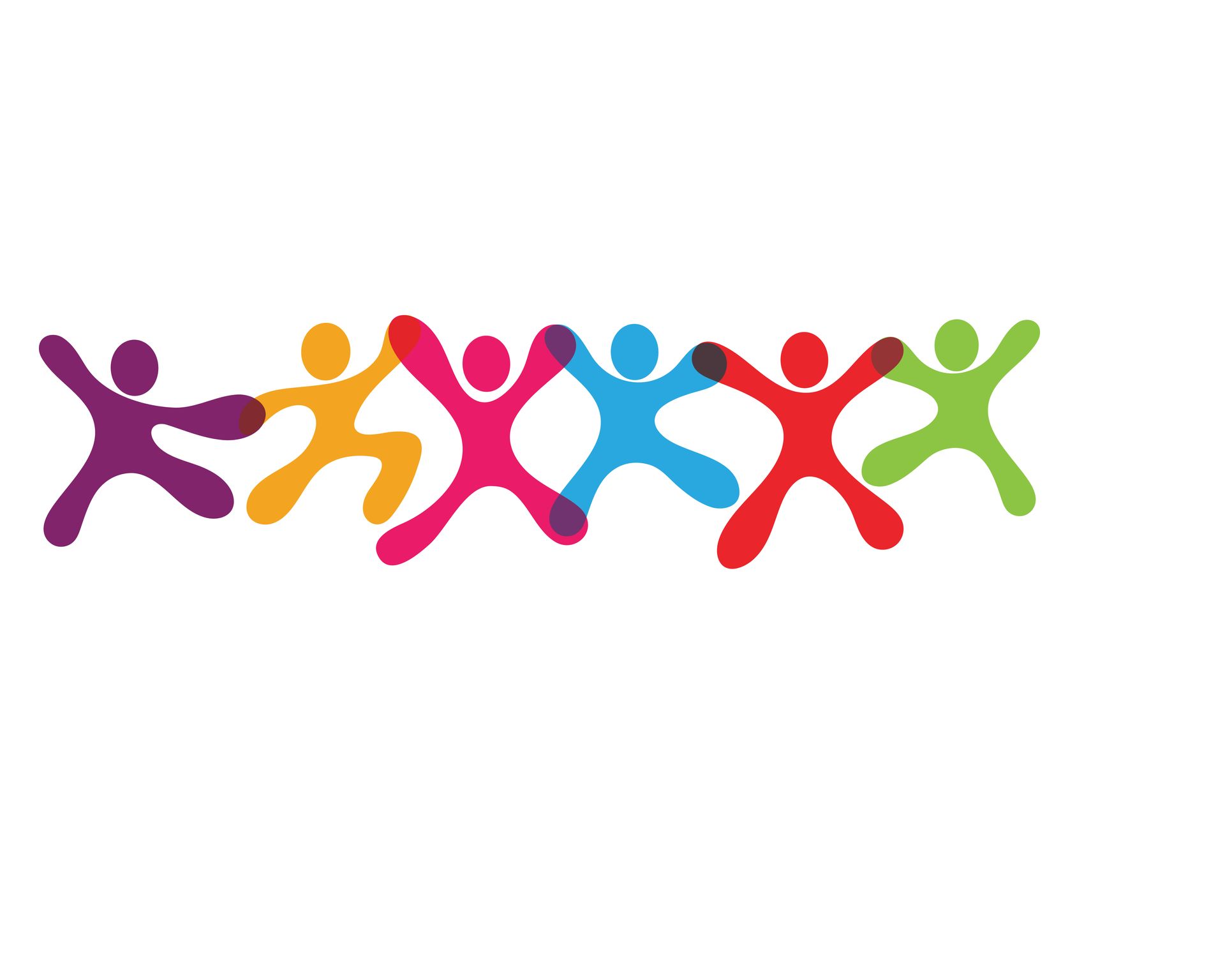 A group of people are holding hands in a row.