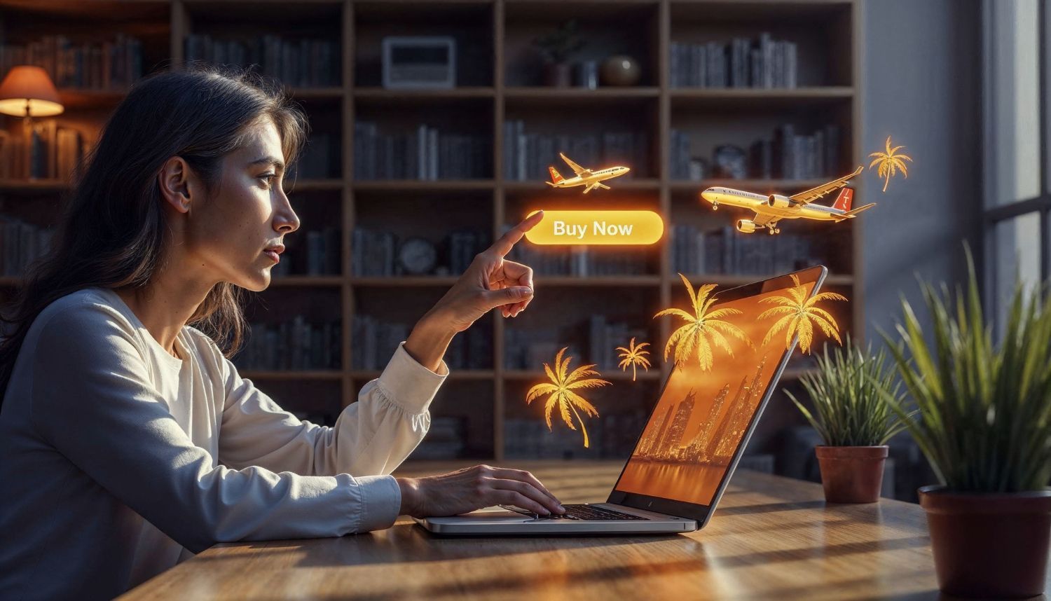 A woman is sitting at a table using a laptop computer.