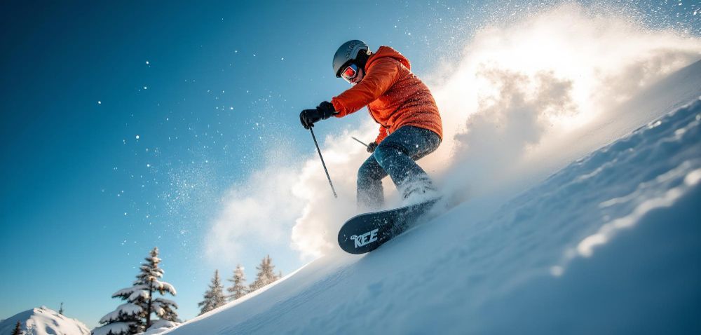 Man skiing down a snow covered slope