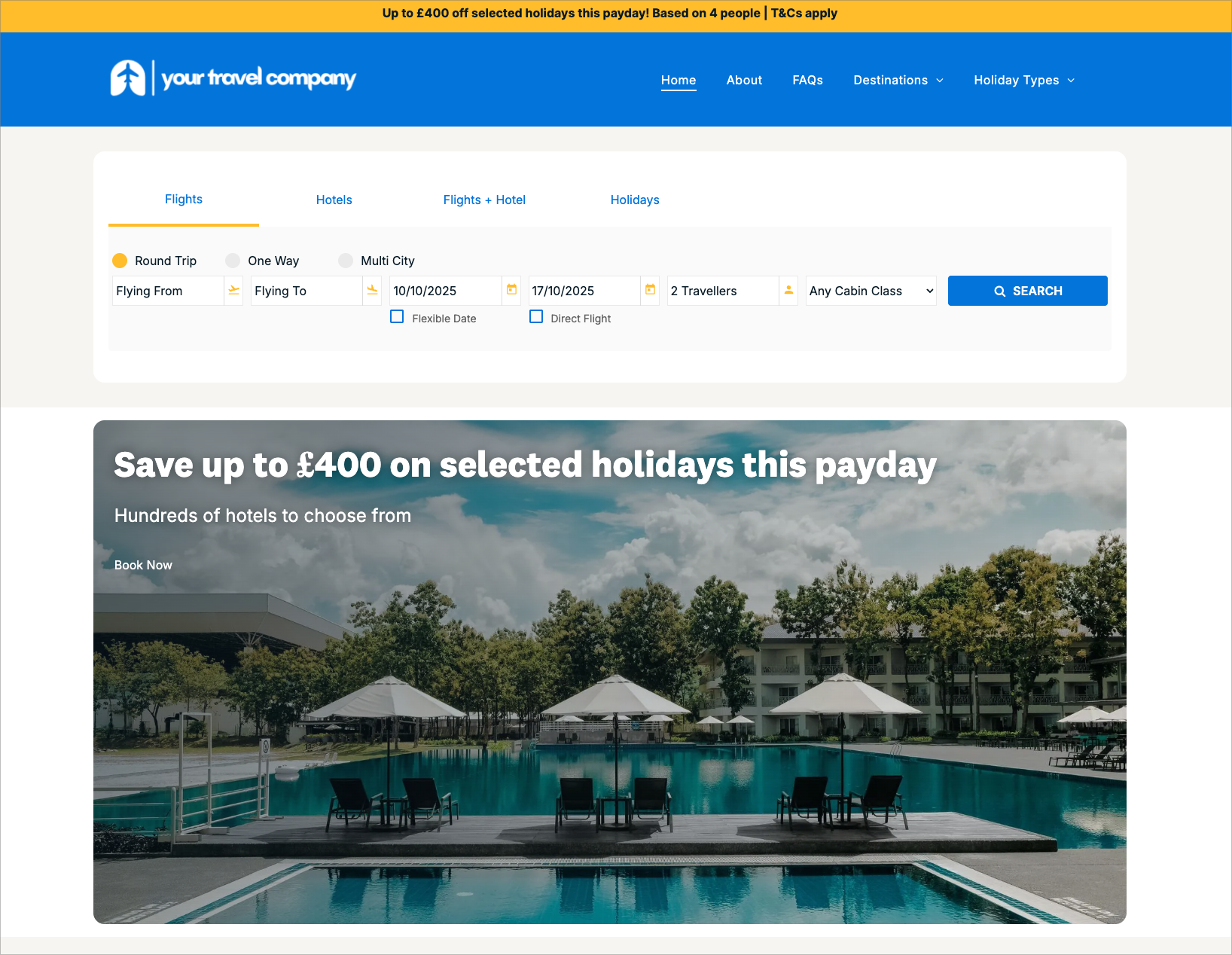 A screenshot of a website showing a variety of hotels.