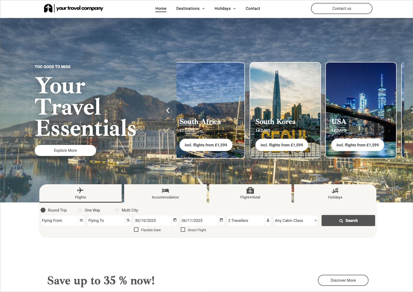 A screenshot of a website showing a variety of hotels.