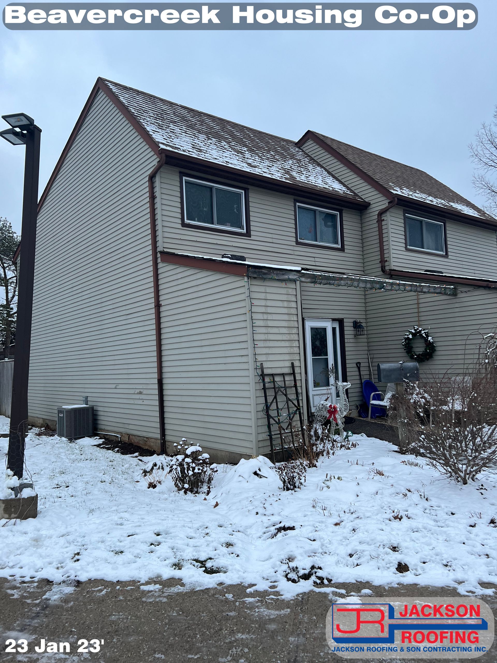 A beavercreek housing co-op house with snow on the ground