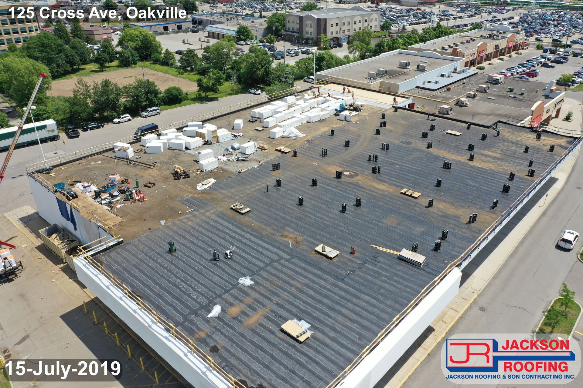 An aerial view of a building under construction in oakville