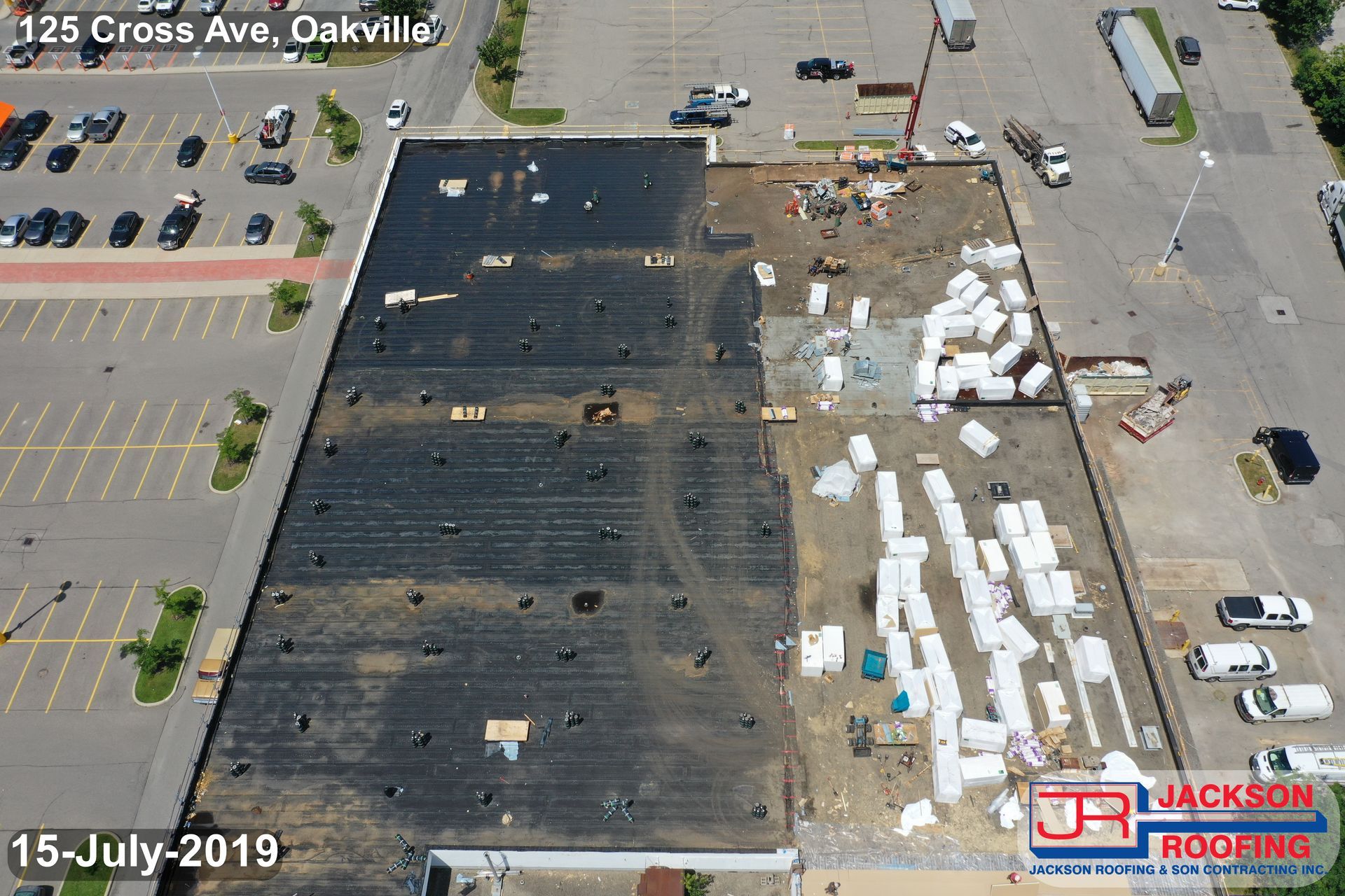 An aerial view of a building under construction in oakville