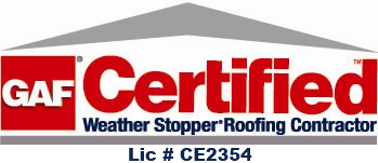 The logo for gaf certified weather stopper roofing contractors