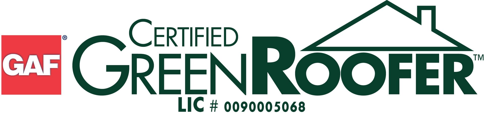 A logo for a certified green roofer company