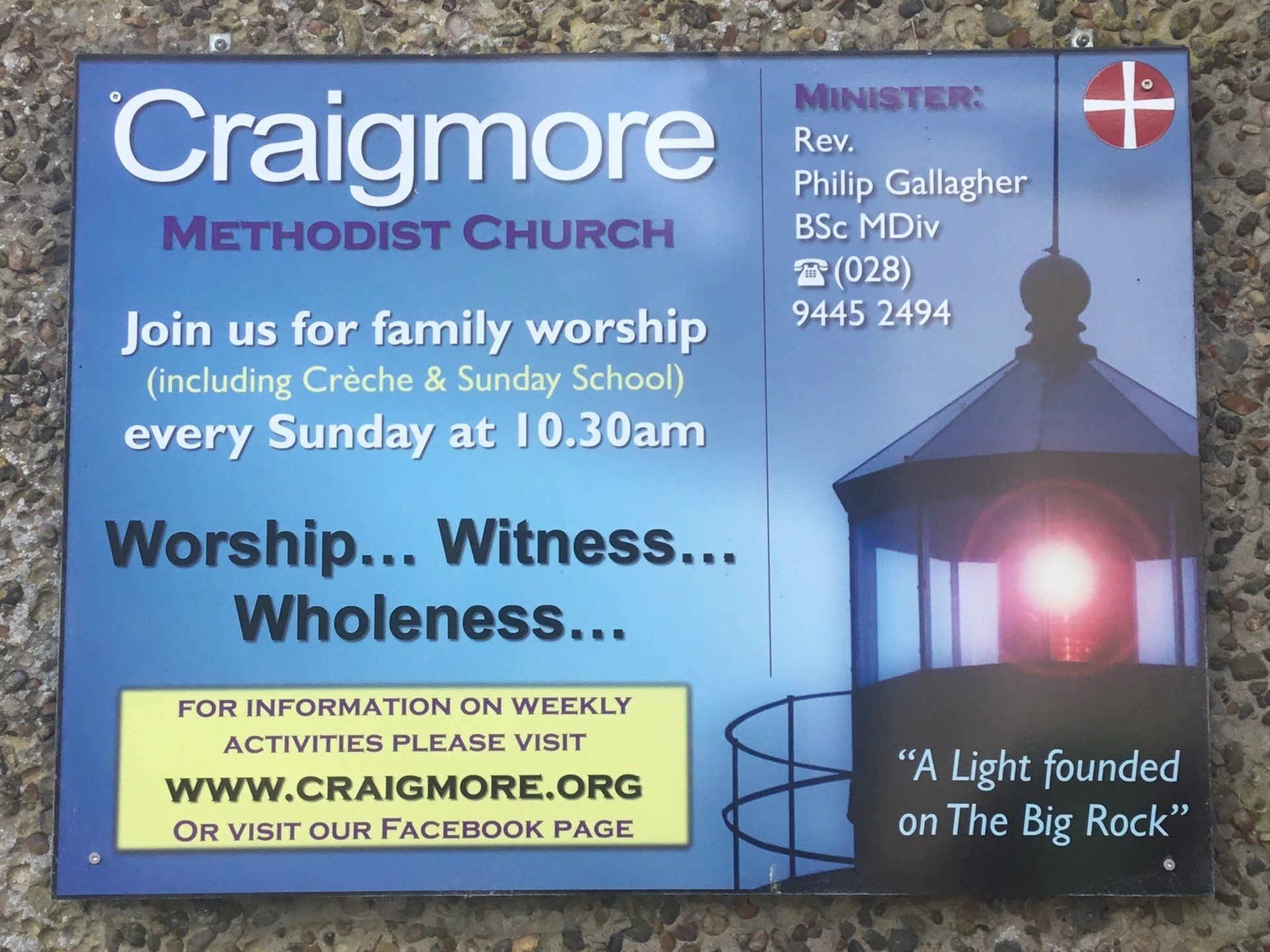 Photograph of exterior sign at Craigmore Methodist Church