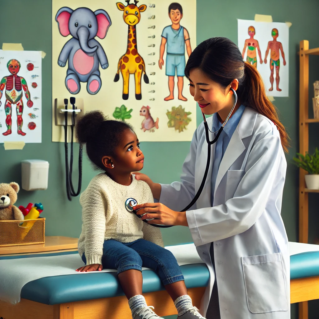 Female Pediatrician examining a toddler girl - PediaClinic