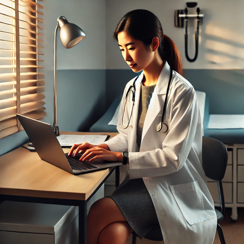 Pediatrician documenting her Notes-PediaCliinic