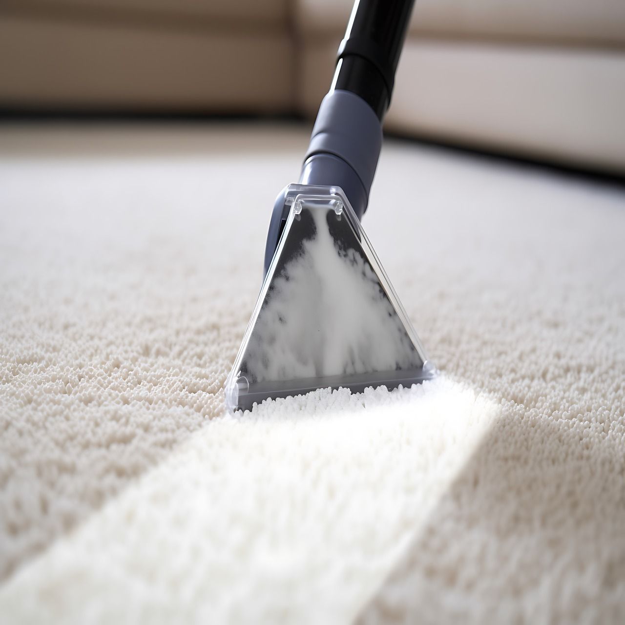 Carpet being cleaned using vacuum