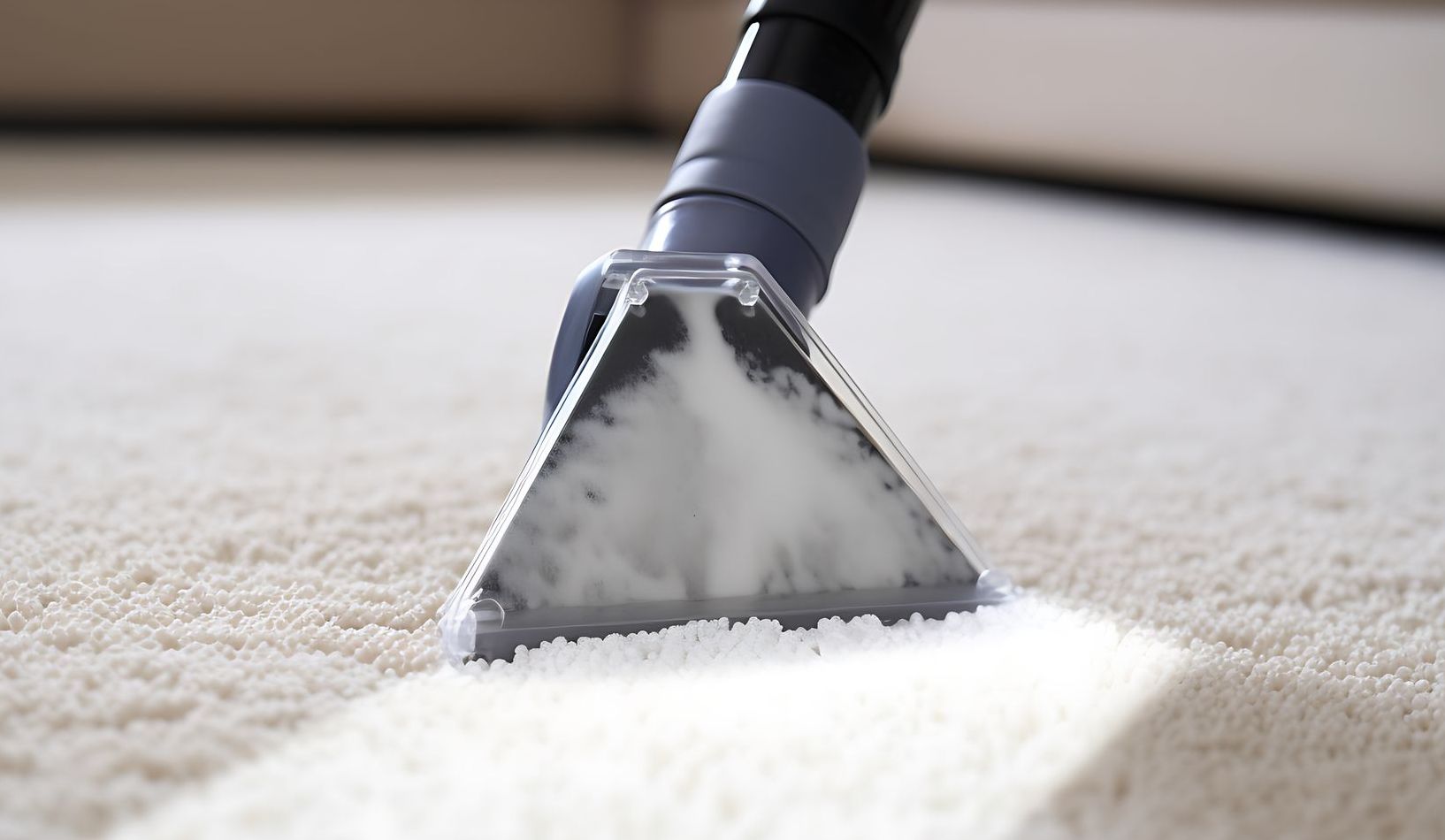 Carpet being cleaned by vacuum