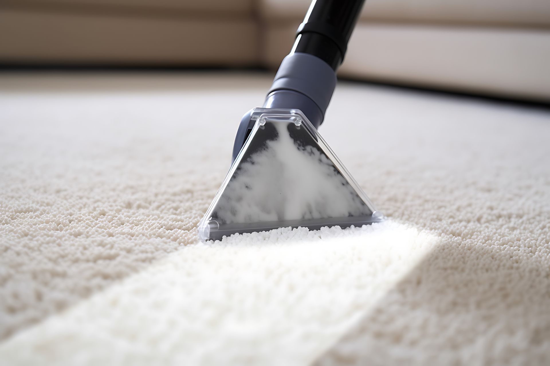 Carpet being cleaned by vacuum