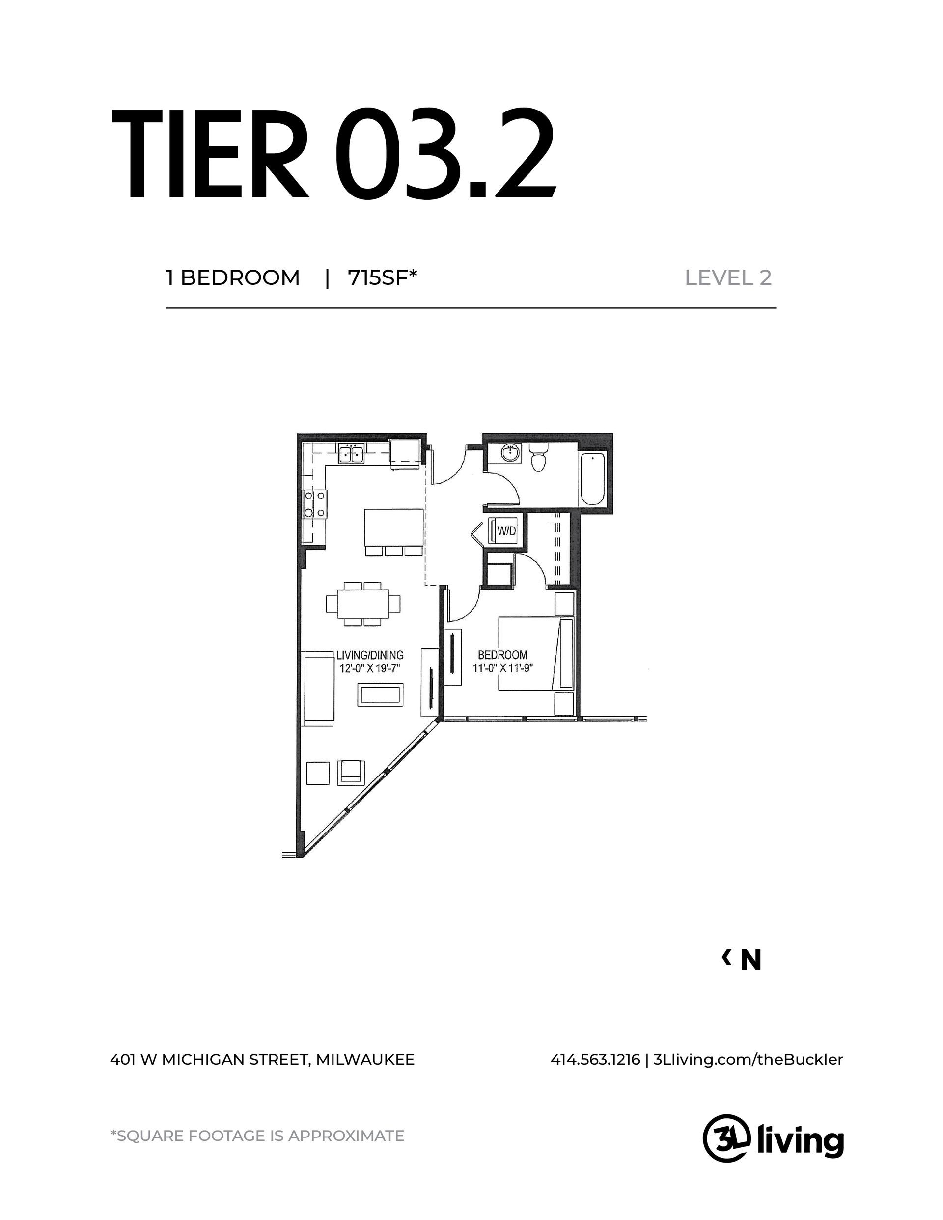 A black and white floor plan of a bedroom apartment.