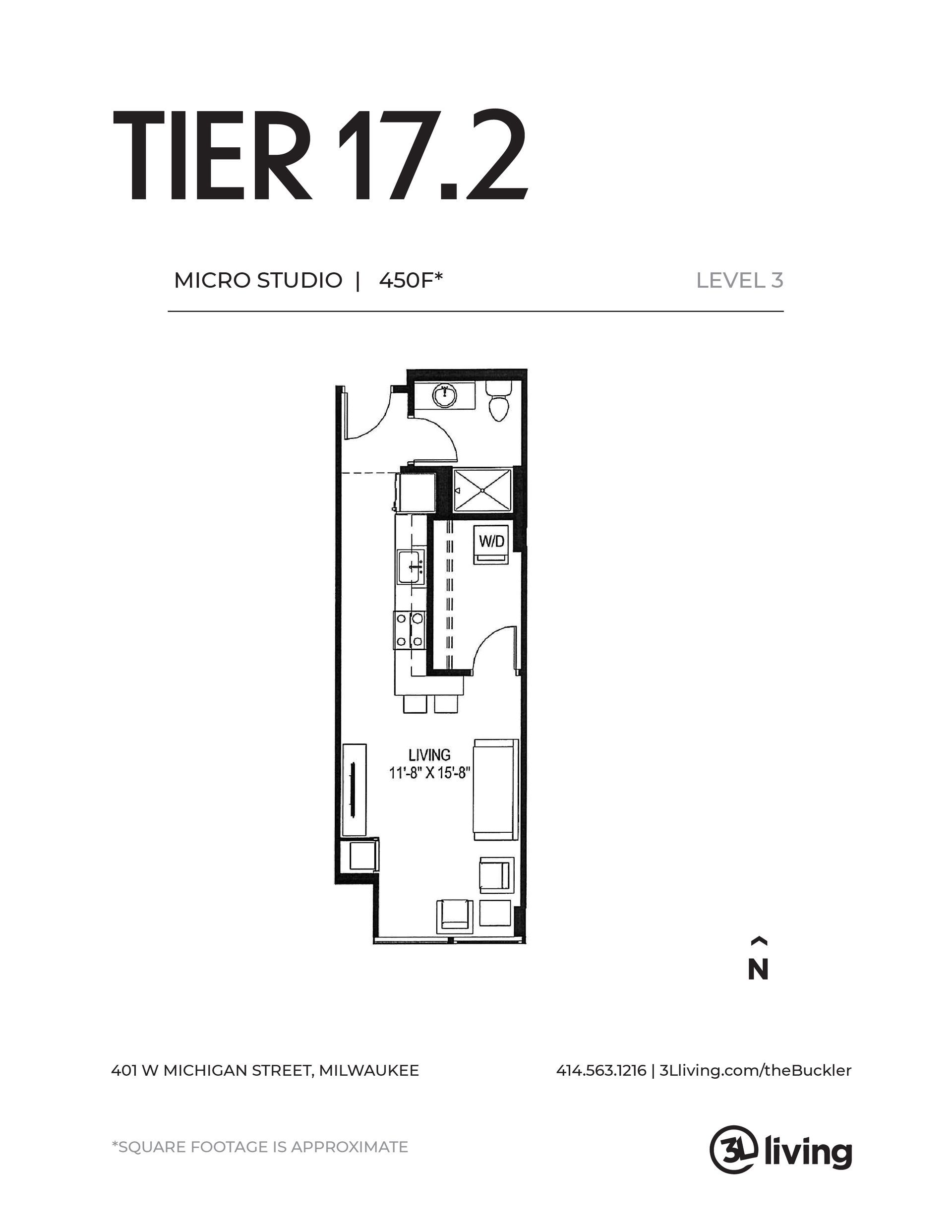 A black and white floor plan of a small apartment.