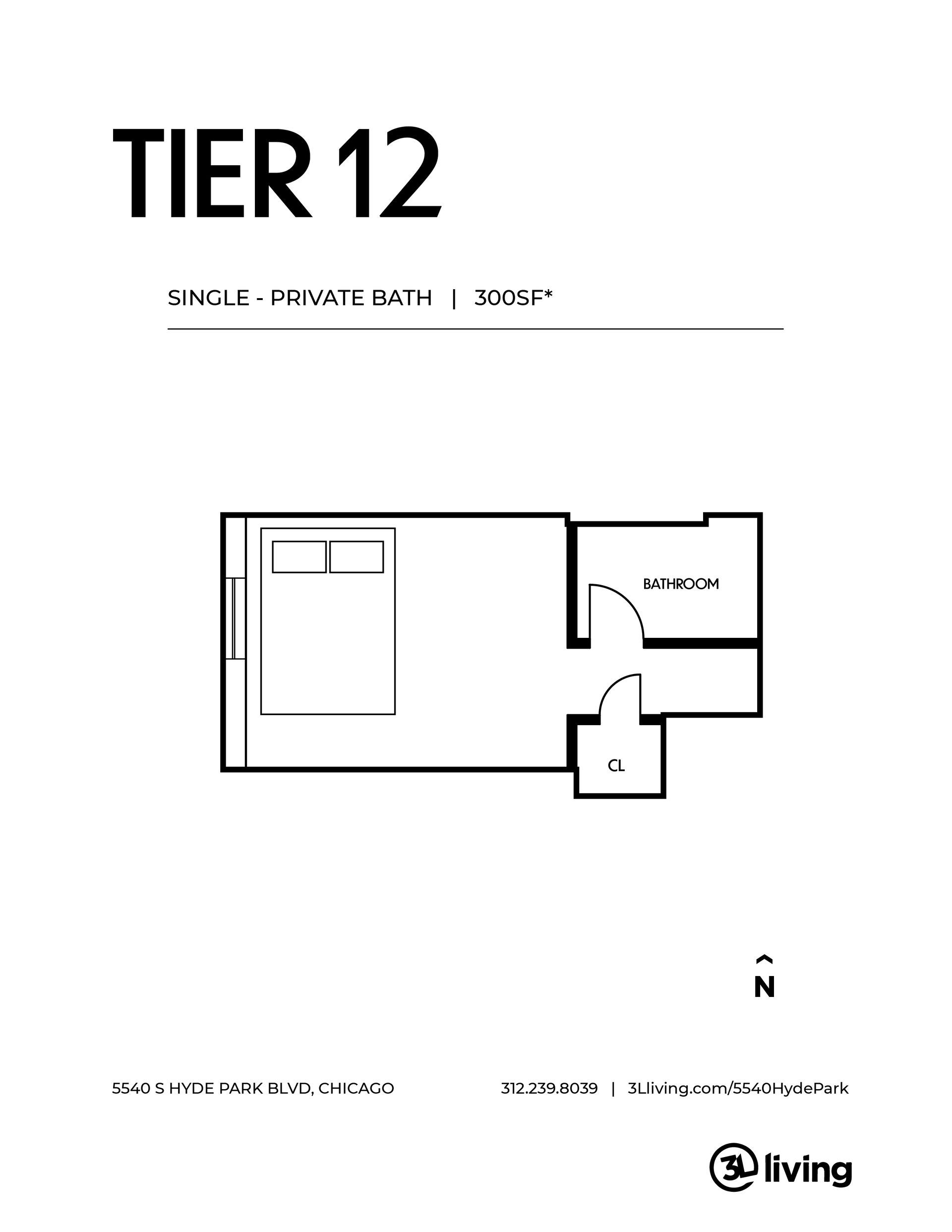 A black and white floor plan of a bedroom with a bed.