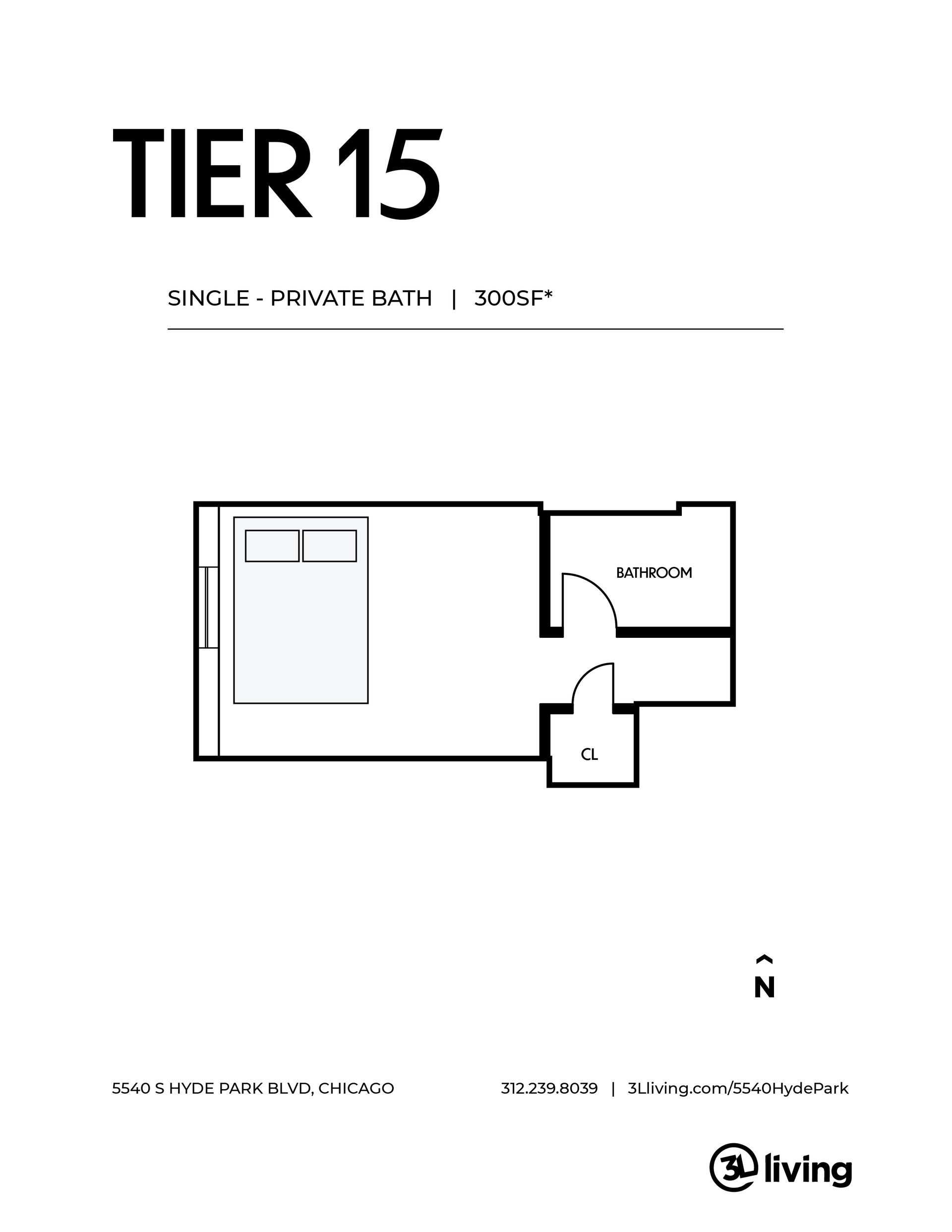 A black and white floor plan of a bedroom with a bed.