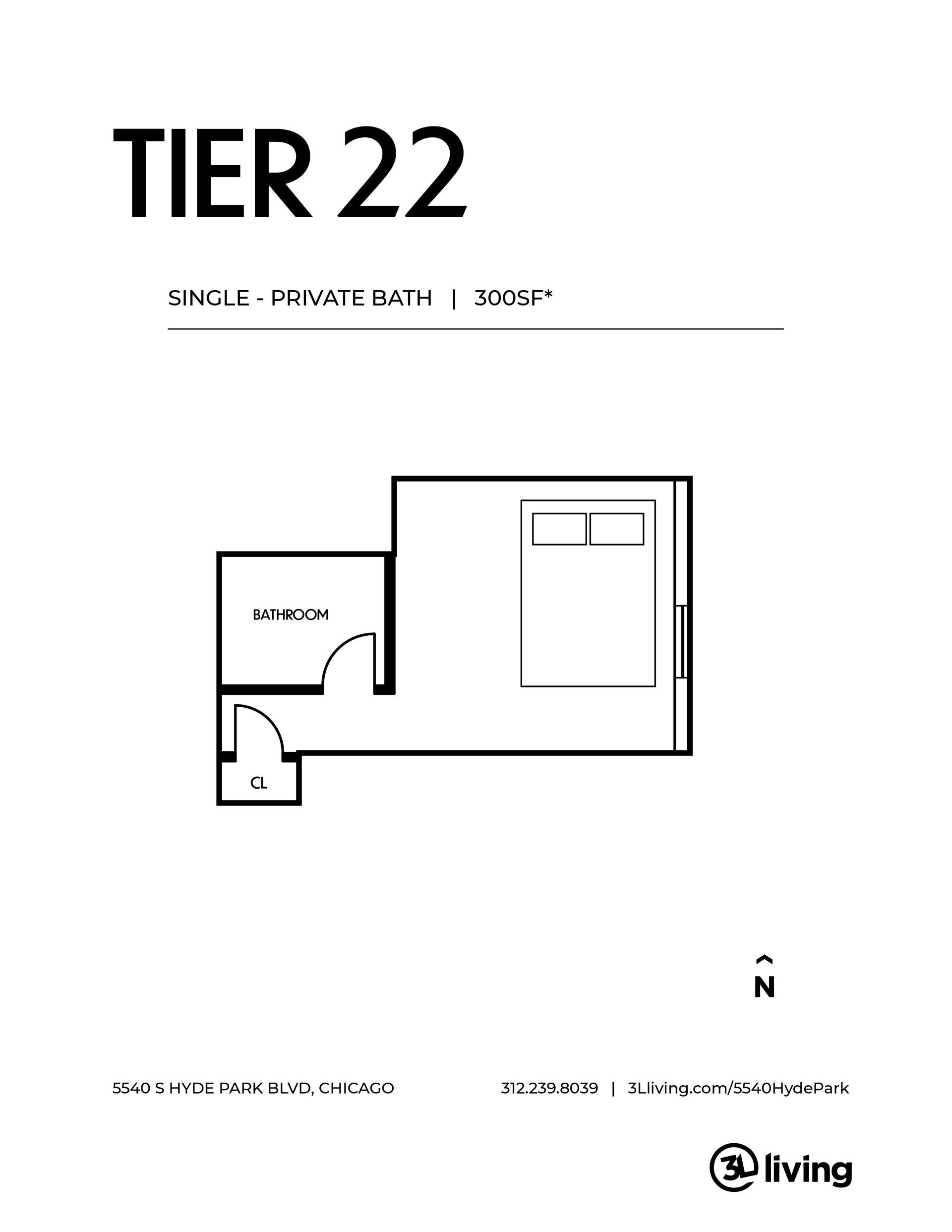 A black and white floor plan of a bedroom with a bed.