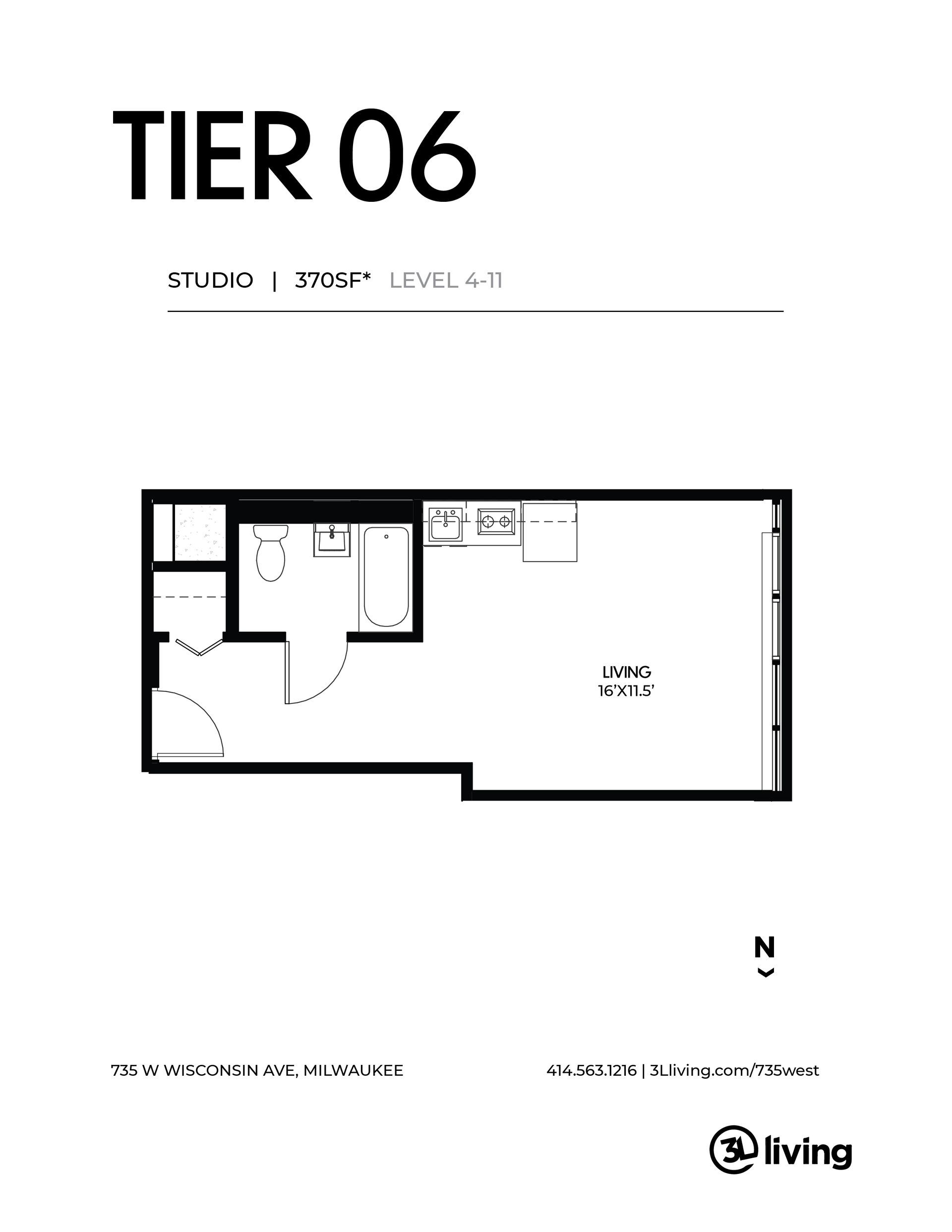 A black and white floor plan of a small apartment.