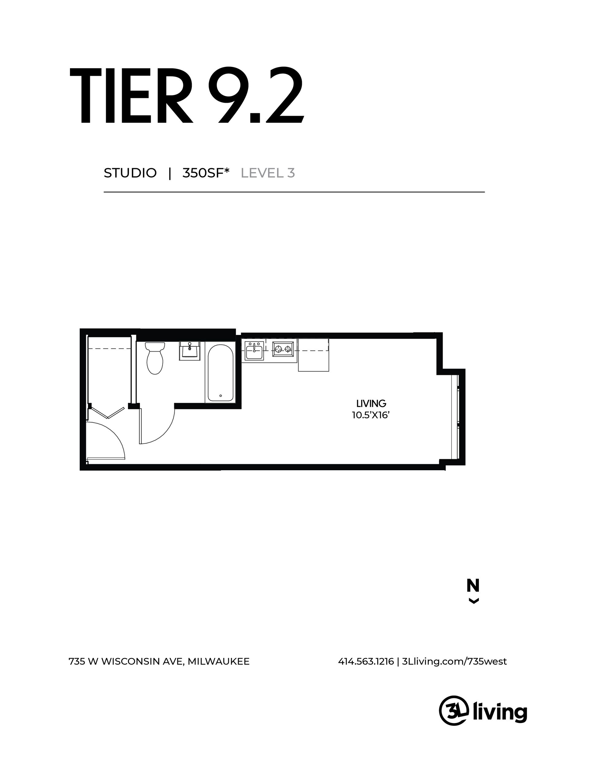 A black and white floor plan of a small apartment.