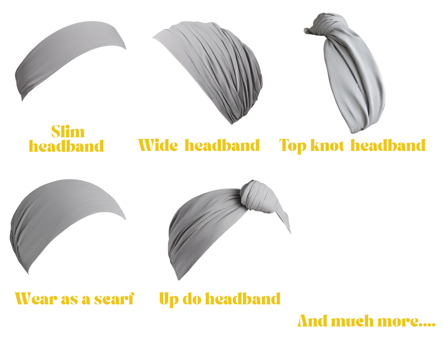  Ninkus Headbandscarf in different styles and a white background. 