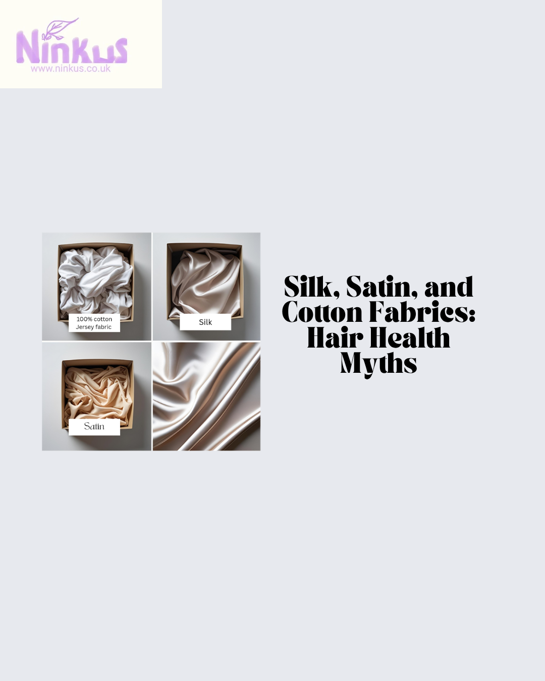 Image of cotton,  silk and satin in a collage and a white background. 