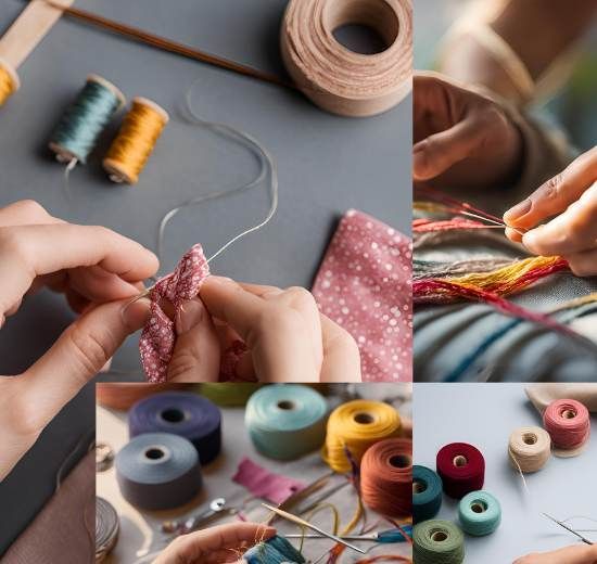 Image of thread and hand sewing.