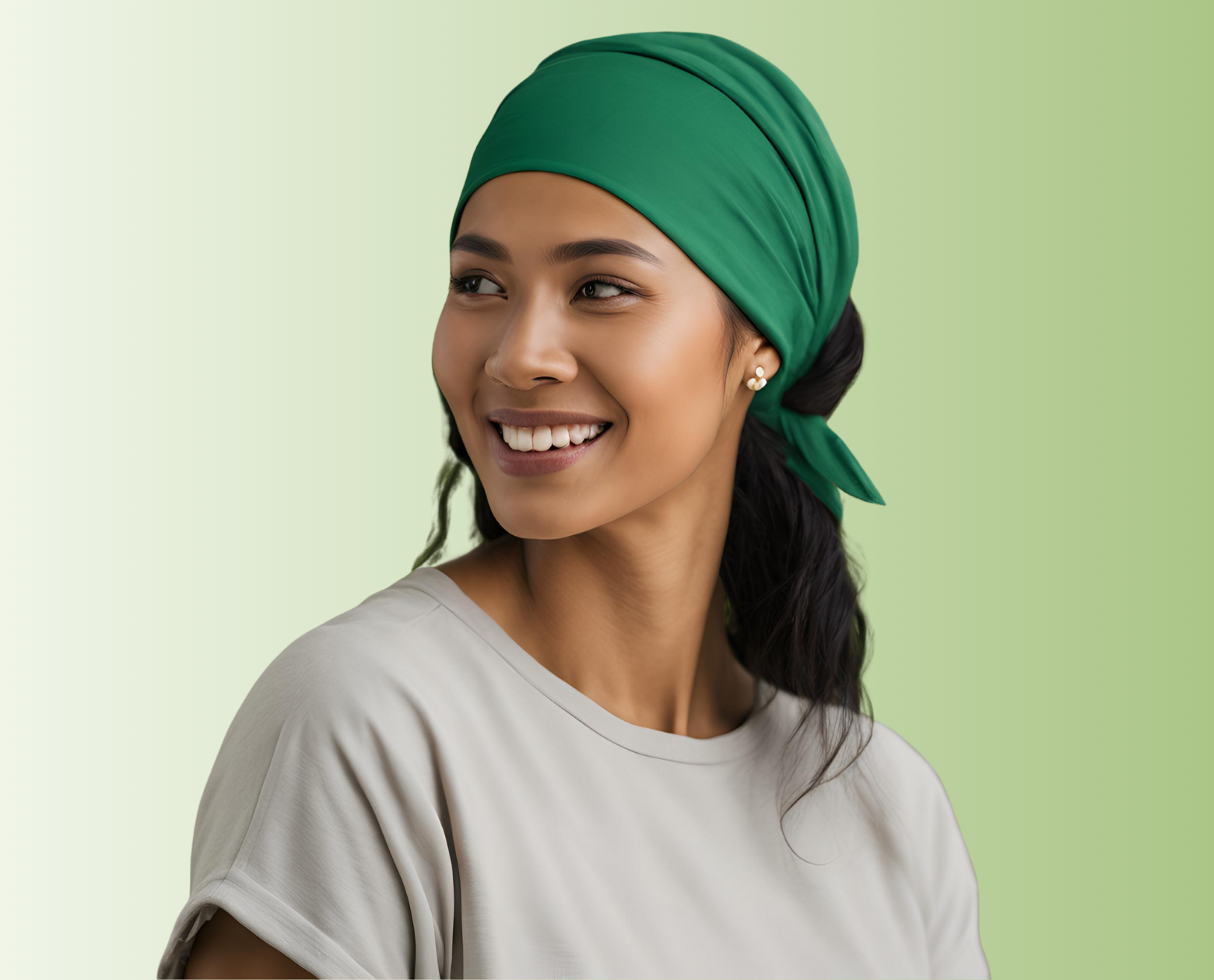 Woman wearing a green headband 3.