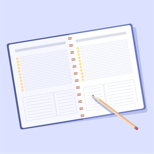 illustration of an agenda with a yellow pencil