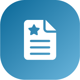 White document with star icon on a blue background.