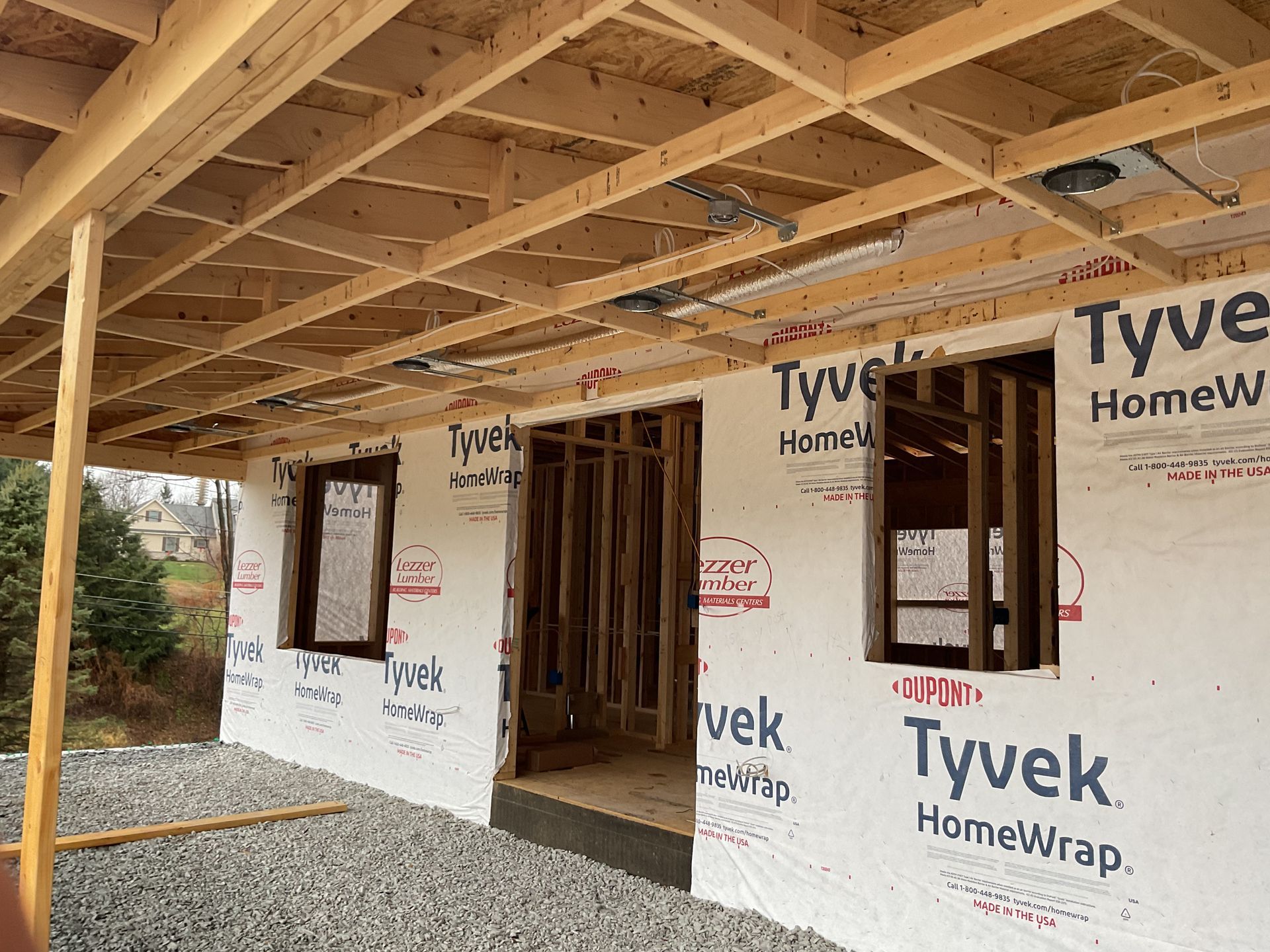 New construction wiring rough-in in York County framing