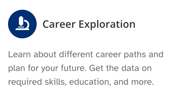 A blue circle with the words career exploration on it