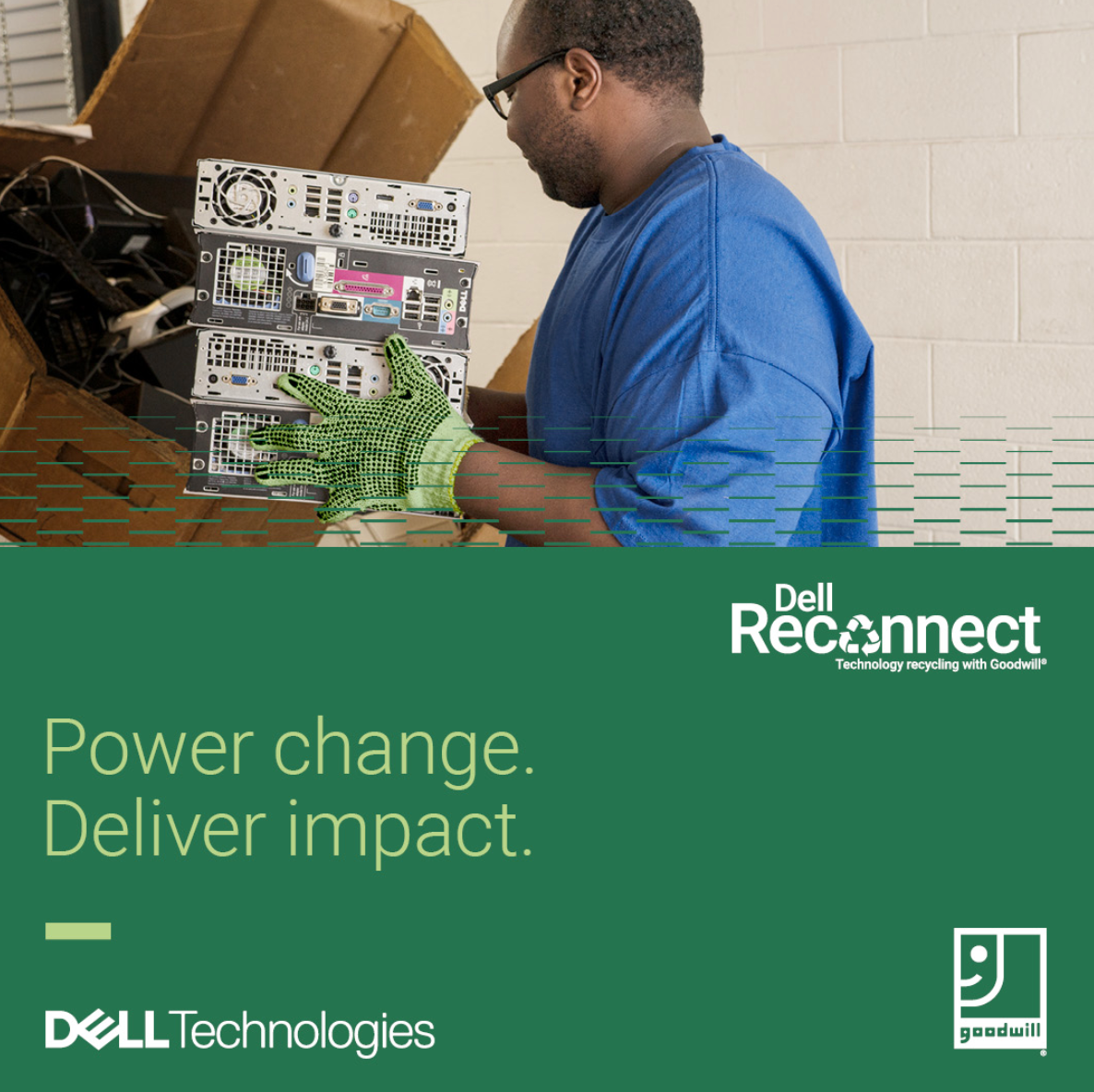 A dell reconnect ad shows a man working on a computer