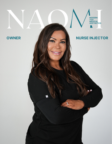 A woman with her arms crossed is on the cover of a magazine called naomi nurse injector