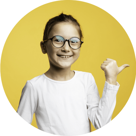 8 Years Old Girl Standing Against Yellow Background | Mordialloc, Vic | Mordialloc Optical