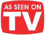 A red and white as seen on tv logo