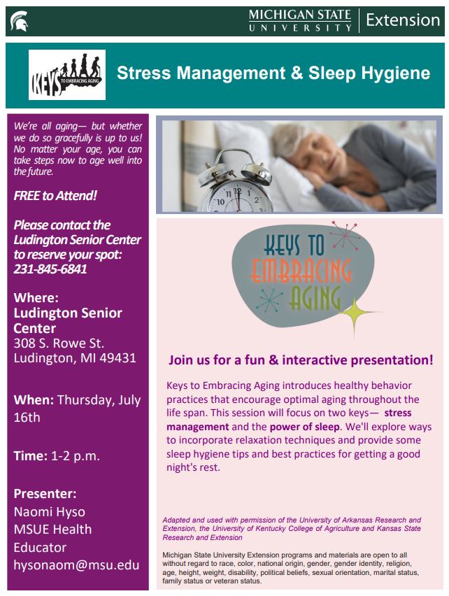 Flyer for Stress Management and Sleep Hygiene