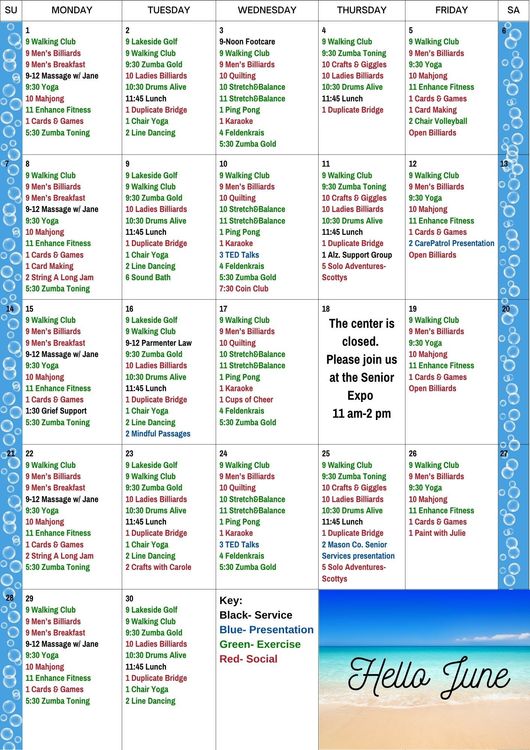 June 2026 Ludington Senior Center Calendar