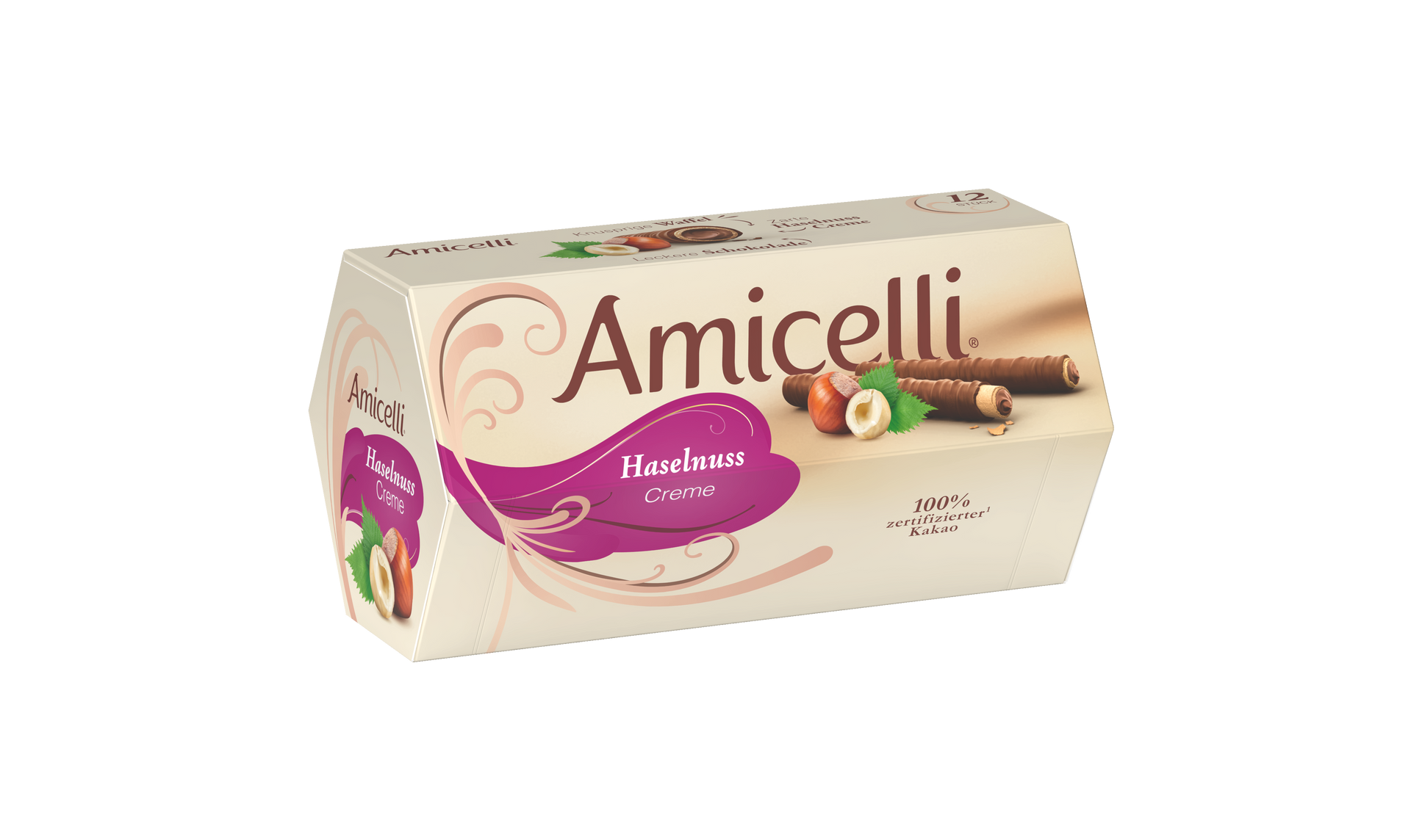 A box of hazelnut creme wafer rolls