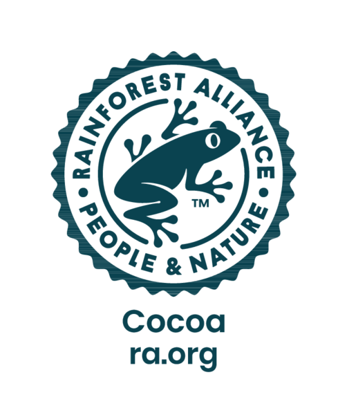 Rainforest Alliance seal featuring a frog, with the text