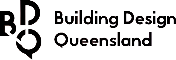 Logo for Building Design Queensland, featuring the letters BDQ stylized as a circular emblem next to the text.