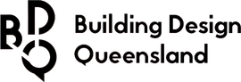 Logo for Building Design Queensland, featuring the letters BDQ stylized as a circular emblem next to the text.